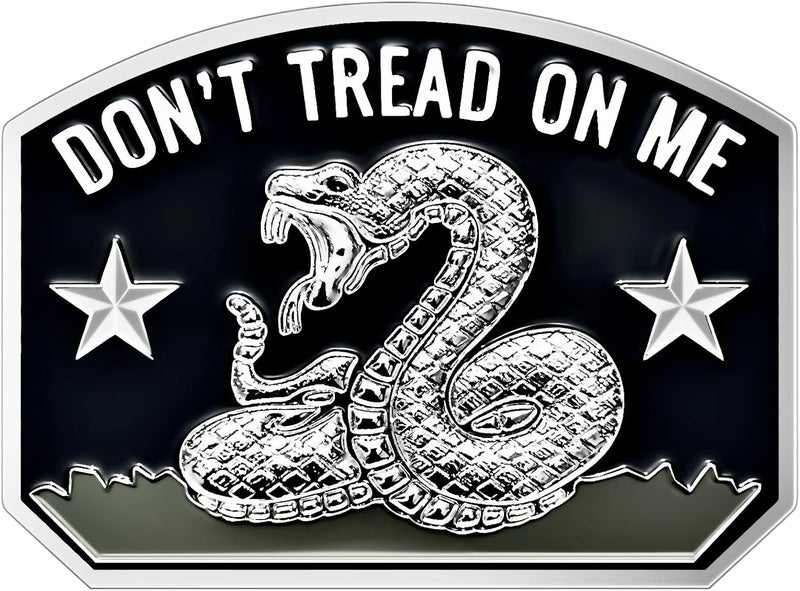 LWQLZY Gadsden Flag Rattlesnake Car Emblem 3D Metal Decal with “Don’T Tread ON ME” Slogan, 3M Adhesive, Perfect for Cars, Motorcycles, Windows, Doors, and Flat Surfaces (Chrome) - Image 1